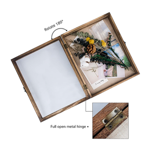Paulownia ahşap gölge kutusu resim çerçevesi ile keten geri ve 6 sopa pimleri 2.4 inç derinlik cam kapi vitrinin - Product Image 2