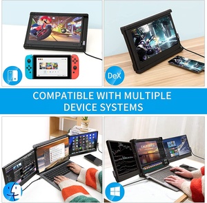 Portable <strong>Monitors</strong> for 2023 12 Inch HD LCD Triple Screen for 13-15 Inch PC <strong>Computer</strong> Laptop Screen Extender - Product Image 2