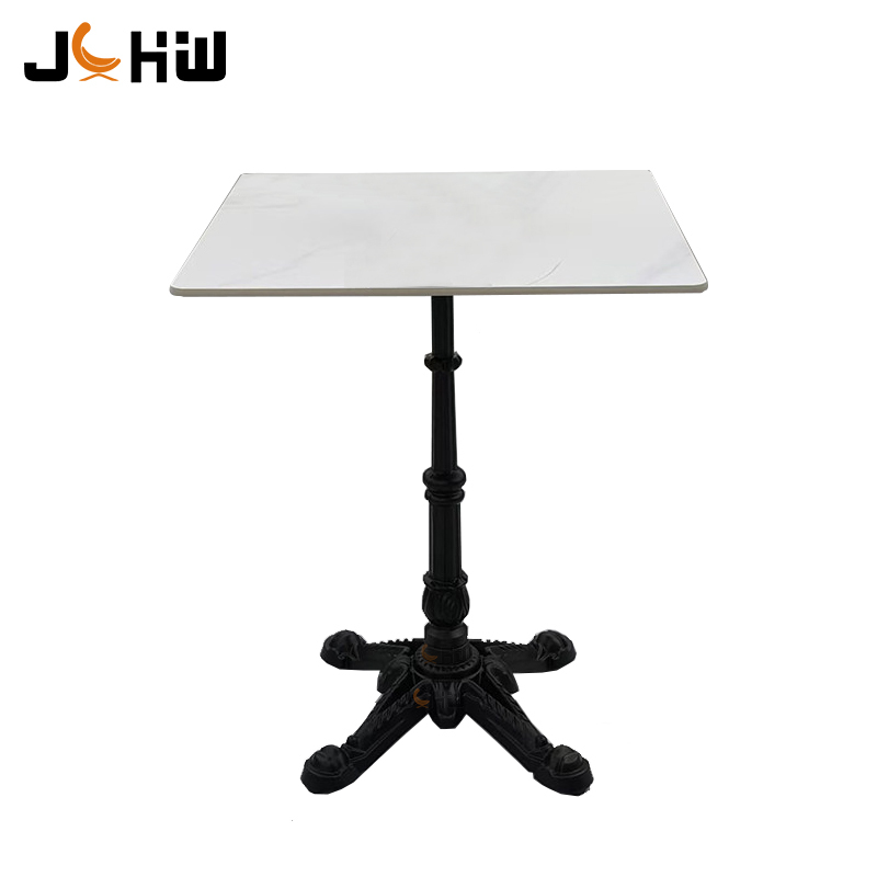 Square-Cast iron foot+rock slab table top