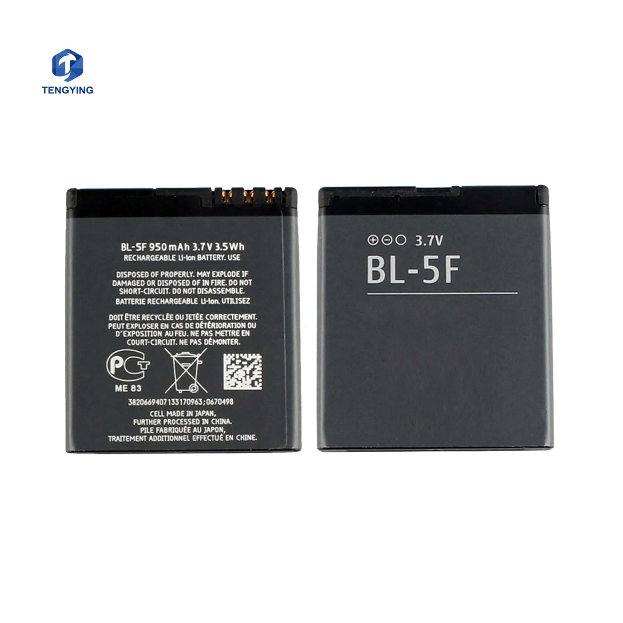 Factory Mobile Cell Phone Lithium Battery For Nokia N78 N95 N96 N98 N93i 6290 E65 6290 6210S/N 6710N C5-01 Battery BL-5F