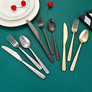Simple High Quality Design Titanium Color Plated Stainless Steel Cutlery Matte <strong>18</strong>/8 <strong>Flatware</strong> Set - Product Image 3