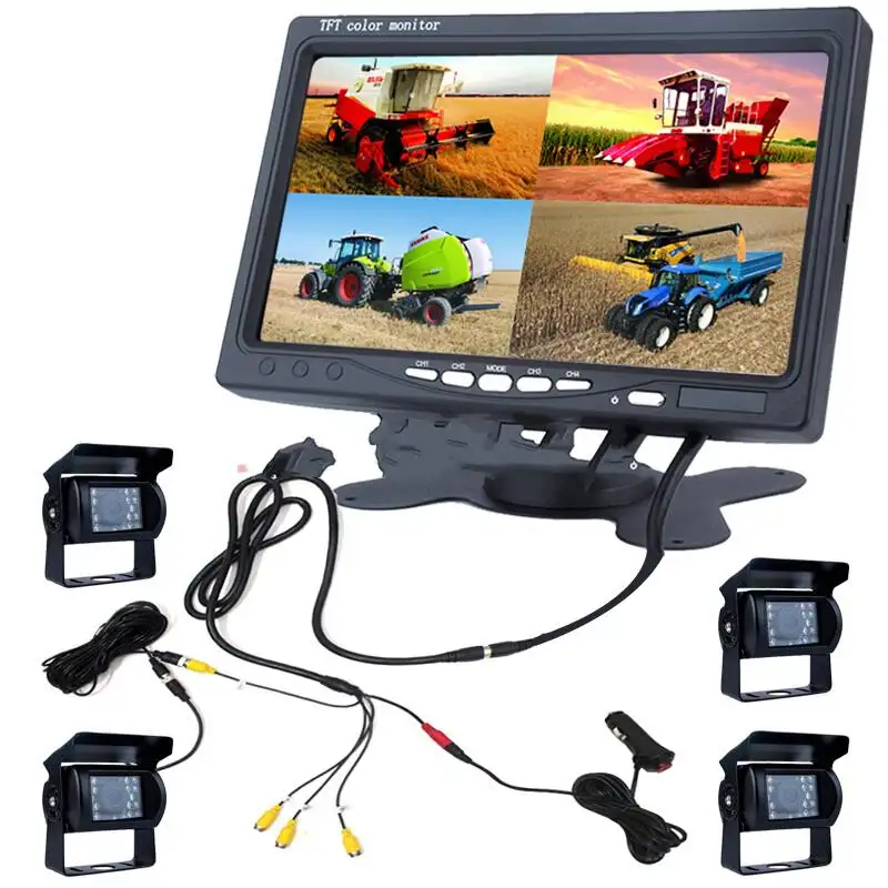 7 Inch 4 Kanalen Agrarische Cctv Security Camera Systemen Voor Farm Landbouw Machines Apparatuur