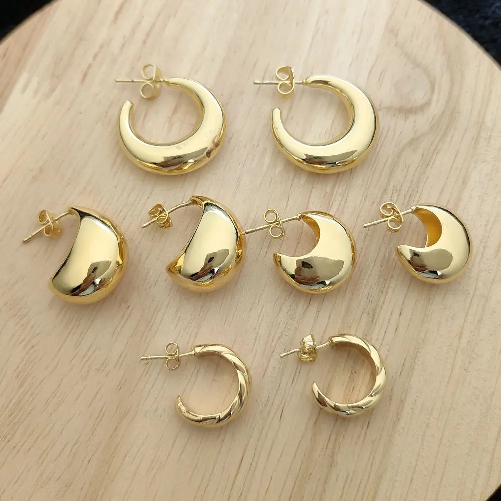 Mode C Moon Droplet Hoop Ohr stecker Schmuck Hypo allergene PVD 18 Karat vergoldete Quaste Ohrringe für Frauen