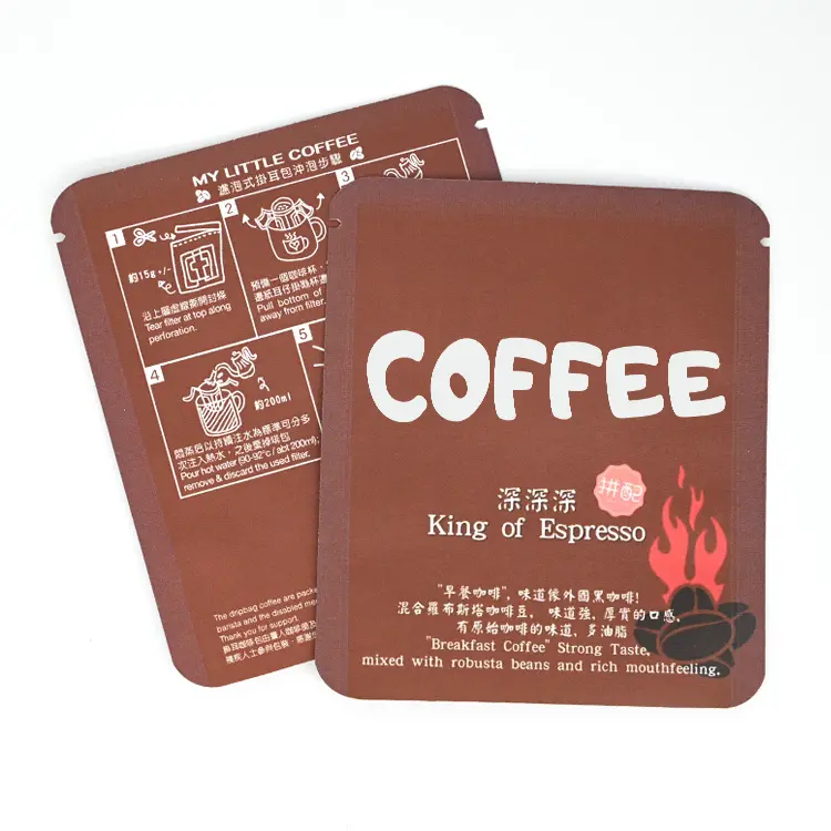 Bustina della borsa del caffè del gocciolamento del di alluminio opaco della carta Kraft bianca sigillata laterale su ordinazione di stampa digitale 3