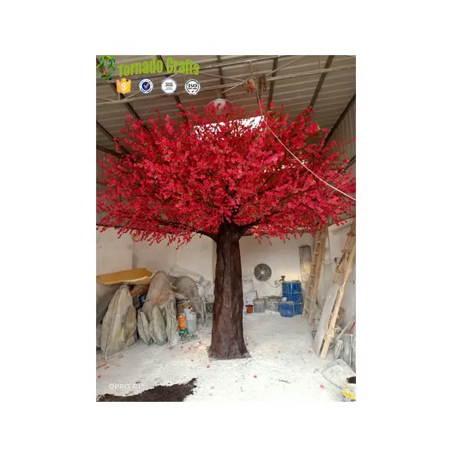 تصميم جديد أشجار البرقوق الأحمر الاصطناعي عالية الجودة شجرة زهور الخوخ
