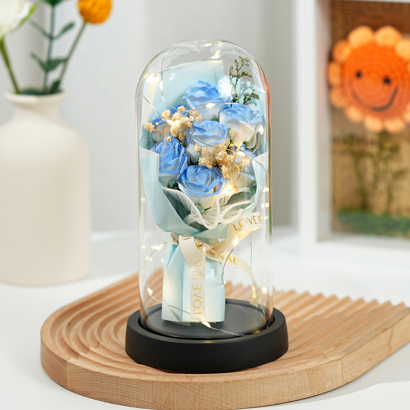 medium cover-ice blue-7 lamp string gift box-glass cover-black c