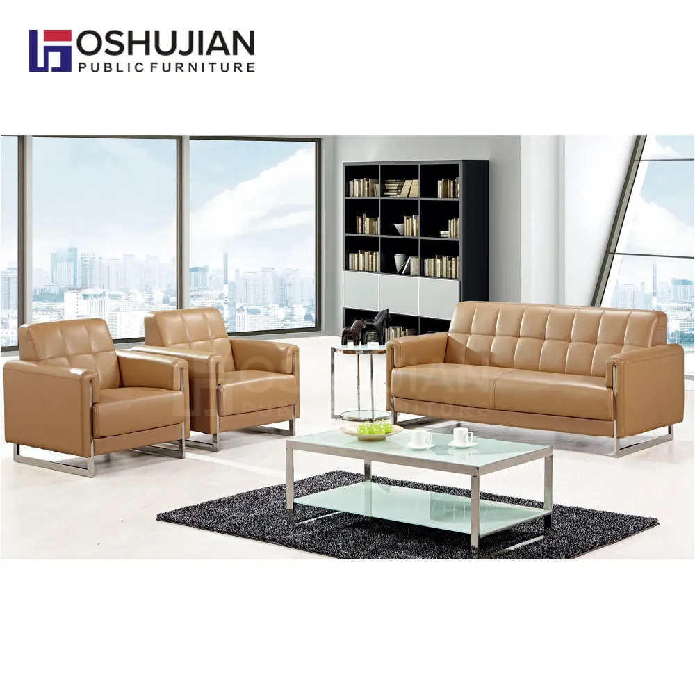 Foshan factory Furniture soggiorno ufficio reception attesa divano in pelle 1 + 1 + 3 posti Design moderno divano set