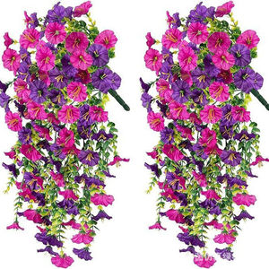 Handmade Outdoor Artificial Eucalyptus Wall Hanging <strong>Vine</strong> Morning <strong>Glory</strong> Silk Flowers for Home Wedding Photography Mother's Day