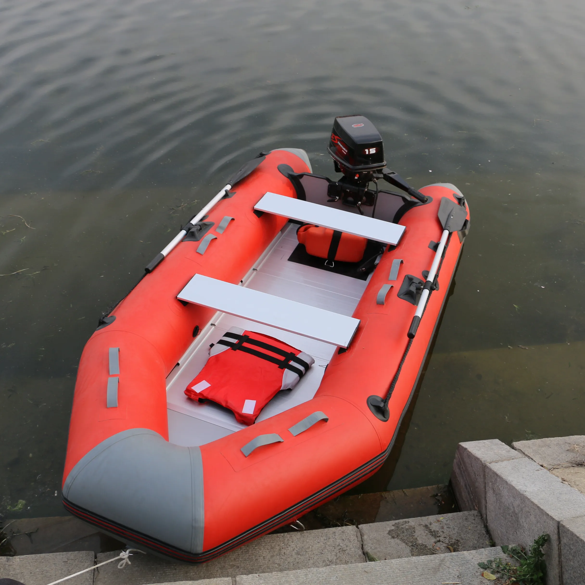 Gommone gonfiabile con fondo a pavimento in alluminio barca a remi con velocità di salvataggio in Pvc personalizzato