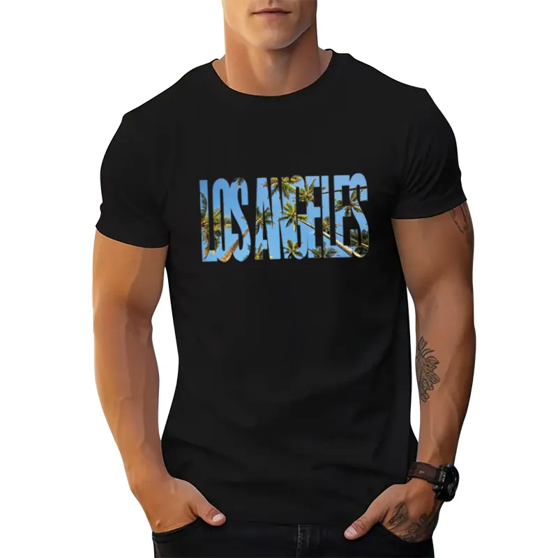 Camisetas de hombre moda streetwear elemento de verano Los Ángeles letra gráfica camisetas estampado pesado 95 algodón 5 elastano camisetas