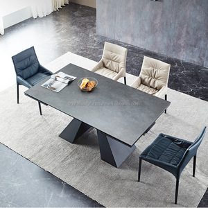 Ý tối giản hình chữ nhật bàn ăn ánh sáng thiêu kết đá nối dài hình chữ nhật sáng bóng ghế thiết lập cho căn hộ nhỏ - Product Image 6