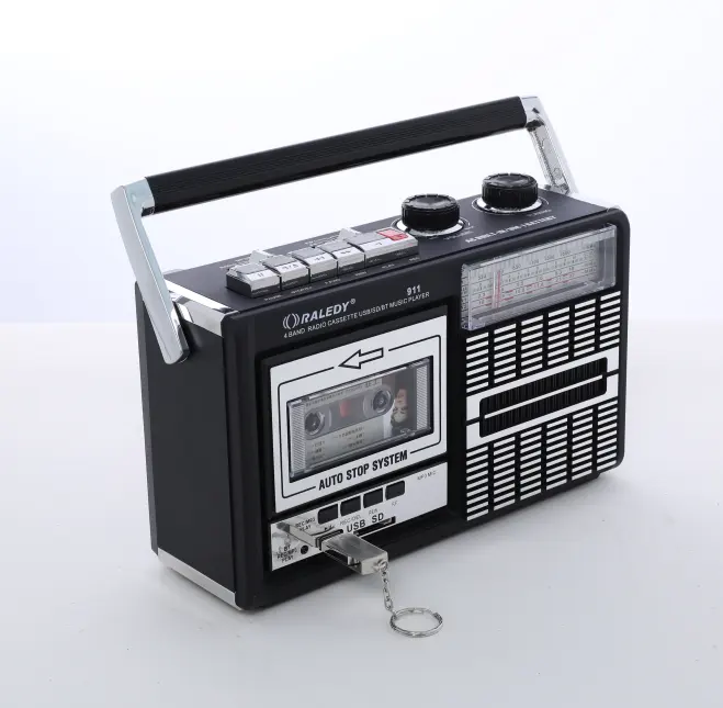 Vofull Hot Selling Portable Wireless Home Audio Stereo AM/FM Radio Retro Boombox Cassette Player