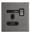 Prise 1 gang 13A avec USB + Type-C