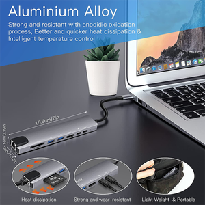 USB 3.1 Type C Hub 8 in 1 HDTV USB3.0 USB HUB <strong>Adapter</strong> RJ45 <strong>Adapter</strong> USB C HUB for MacBook <strong>Notebook</strong> Laptop <strong>Computer</strong> - Product Image 6