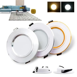 ไฟดาวน์ไลท์ติดเพดาน Hfbh โคม LED5-10cm ลายท้องฟ้าแบบฝังสามสีสำหรับห้องนั่งเล่นไฟดาวน์ไลท์ยุโรป