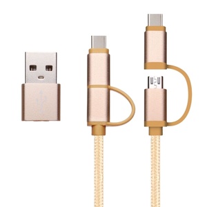 1M 2A Android Micro ถึง Type C สายชาร์จเร็ว 2 ใน 1 สายถักสายชาร์จเอนกประสงค์ - Product Image 1