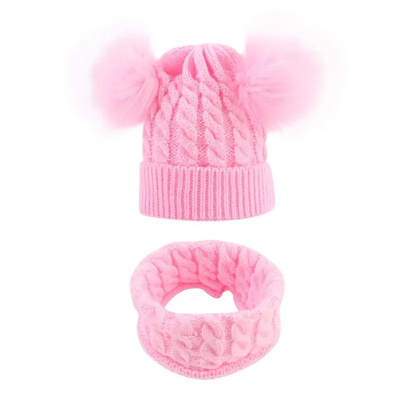 Оптовая продажа, Детские теплые вязаные шапки бини с помпоном и снуд для зимы