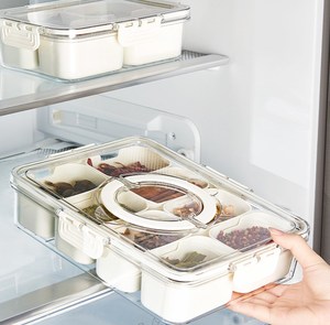 8 Facharten Gewürzbehälter mit Deckel rechteckige Snack-Schalen geteiltes Serviertablett mit Griff geteilte Aufbewahrungsbox für Gewürze - Product Image 5