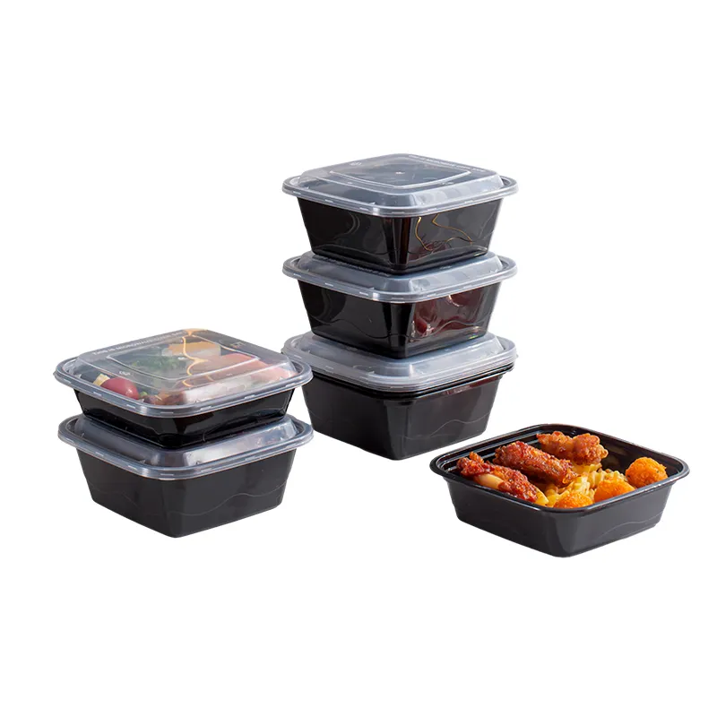 Récipients de nourriture de préparation sûrs au micro-ondes Boîte à lunch Emballage alimentaire Récipients en plastique jetables en plastique avec couvercles Rectangle CN;ZHE