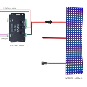 Decodificador de DC5-24V SP201E DMX512, controlador direccionable de 5 canales RGB IC SPI para tiras LED WS2812B WS2811
