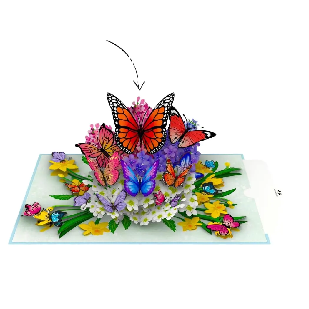ใหม่สร้างสรรค์ 3D ดอกไม้ผีเสื้อการ์ดอวยพรวันแม่วันวาเลนไทน์วันเกิดการ์ดของขวัญการ์ดเฉลิมฉลอง