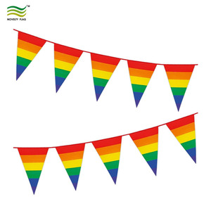 <strong>Custom</strong> Gay Lesbian LGBT Pride Rainbow <strong>String</strong> <strong>Triangle</strong> <strong>Bunting</strong> with Silk Printing Polyester 75D - Product Image 1