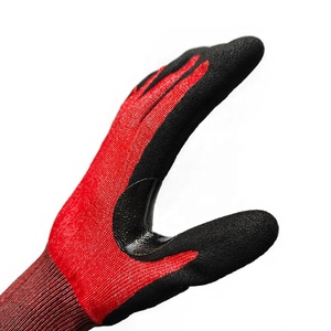 Iyi kullanım kırmızı ANSI A4 C kesim seviyesi HPPE Sandy nitril Palm kaplı Anti-Cut iş güvenliği eldiveni el ve kol koruma için - Product Image 6