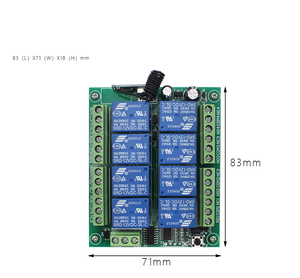 DC 12V 24V 8-Kanal-Relaismodul Drahtlose 433-MHz-HF-Fernbedienungsschalter Sender-und Empfänger platine - Product Image 5