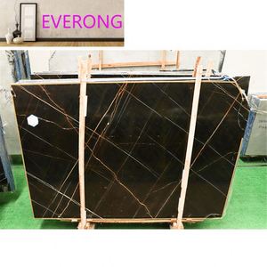 Best Selling Polish Black <strong>Marbre</strong> Golden and White Veins <strong>Sahara</strong> Marmo Aziza Noir Marble Stone Tiles - Product Image 2
