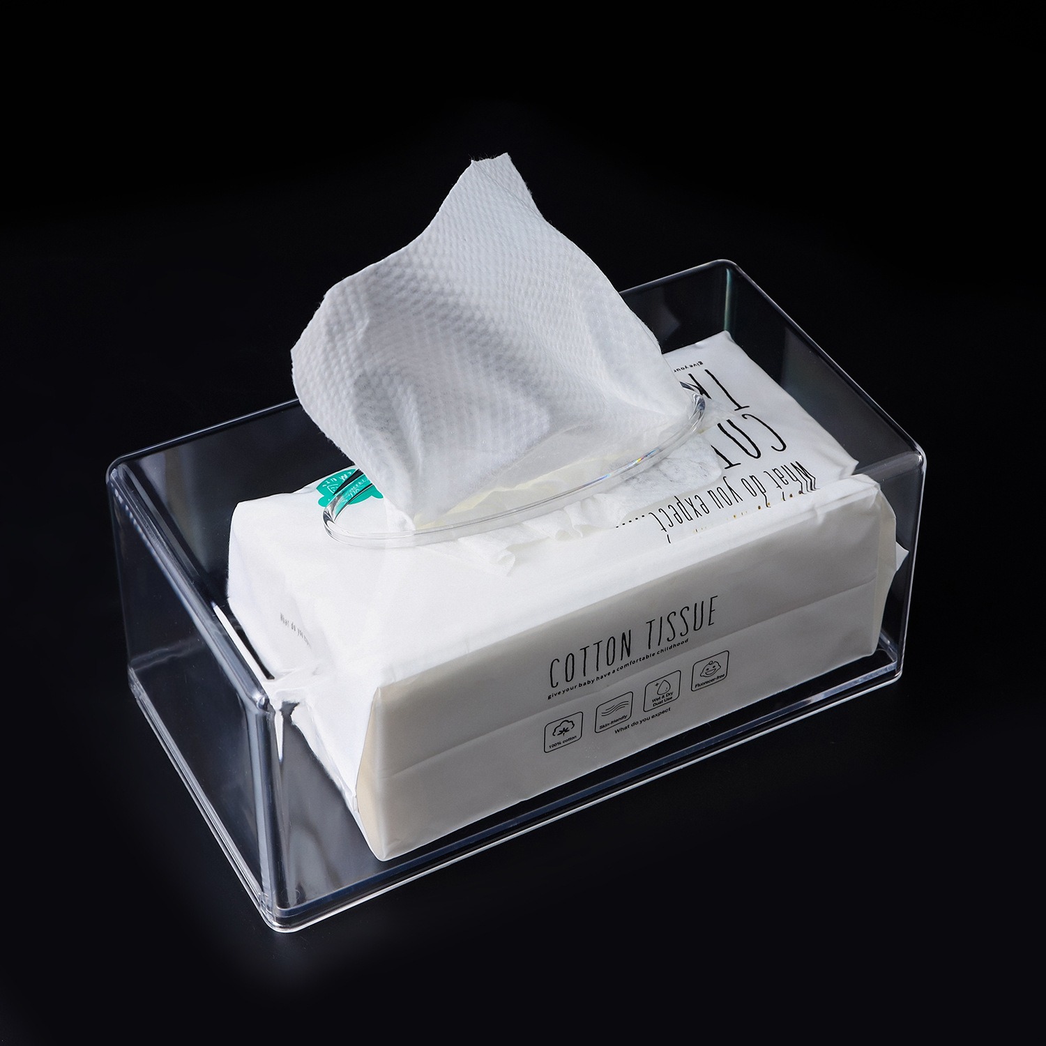 Caja de pañuelos transparente de 26 cm.