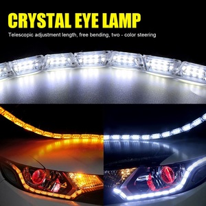 2Pcs DRL <strong>LED</strong> Daytime Running Light Strip Flexible Waterproof Headlight Turn Signal Yellow Lamp Car Decorative Driving Lights 12v - Product Image 5