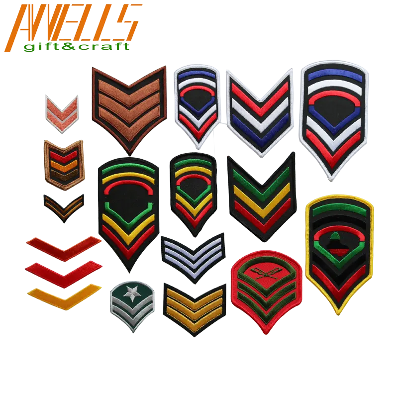 Papapatch Pessoal EUA Sargento Classificação Listras Uniforme Chevrons Costura Ferro nos Braços Ombro Bordado Applique Patch