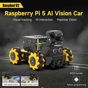 Yahboom 4WD Raspbot V2 AI Robot araç kiti yeni başlayanlar için ahududu Pi 5 dayalı eğitici oyuncak ROS2-Humble Python programlama seti