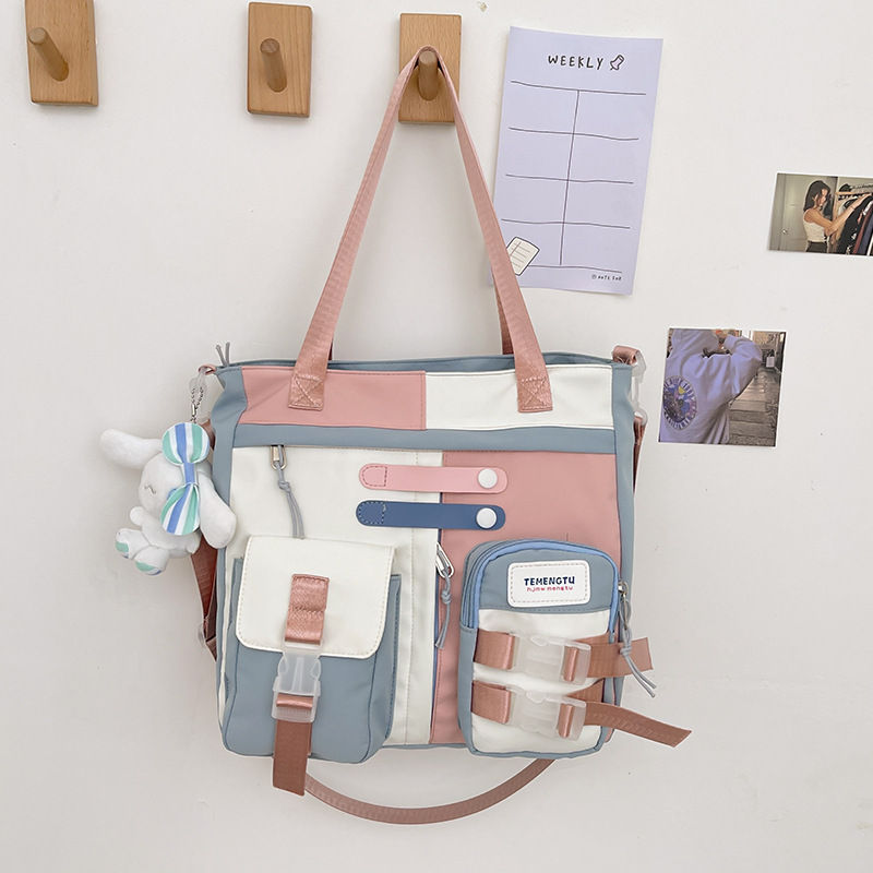 Blue and Pink Single Shoulder Bag