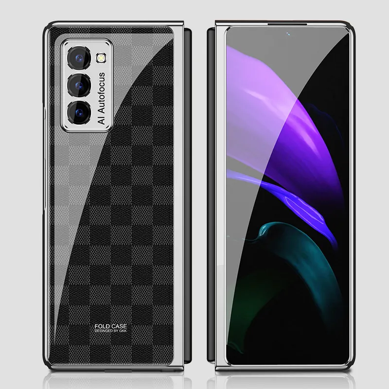 Luxury Pattern 9H Tempered Glass Fold Case For Samsung Galaxy Z Fold 2 Hard Protective Cover