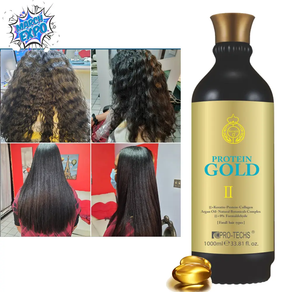 Besser glatt und Ernährungs ergebnis Großhandel 1000ml natürliche Keratin Protein Gold Glättung behandlung