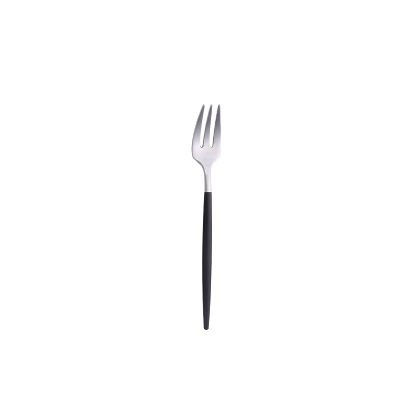 Argent mat + Noir Fourchette à gâteau
