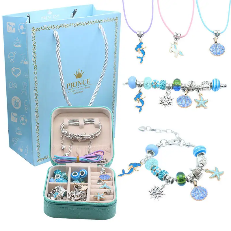 Nuovo Set di braccialetti fatti a mano per bambini creativi con confezione regalo di gioielli ragazze principessa fai da te Charms braccialetto che fa Kit giocattolo per ragazze