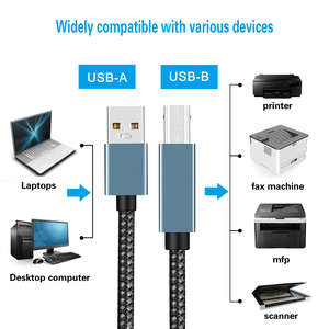 Type c <strong>USB</strong> a to <strong>USB</strong> B 2.0 Printer Cable Braided Printer Scanner Cord for Camera Epson HP Canon Printer 1/1.5/2/3m - Product Image 5