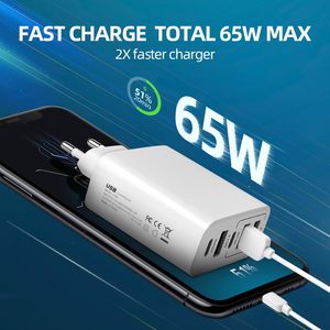 HYTO 65w Pd Fast Charger Eu Us Uk 2 Type-c 3 <strong>Usb</strong> Port <strong>Multiple</strong> <strong>Output</strong> <strong>Adapter</strong> Mobile Phone Travel Wall Charger for Macbook - Product Image 5