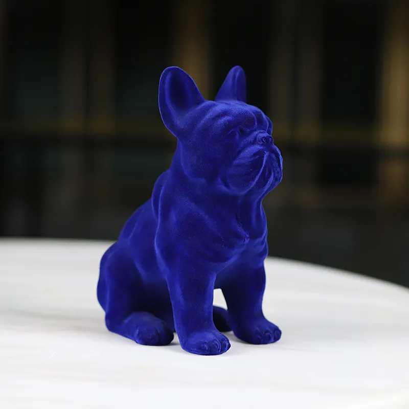 Redeco Modern sanat hayvan heykel sanat fransız Bulldog yüksek kaliteli reçine akın köpek ev dekorasyon için