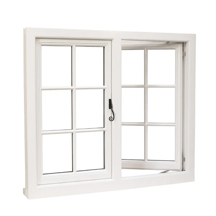 Diseño de rejilla UPVC anti fuego resistente para ventana abatible de iglesia y puertas ventana corredera de PVC