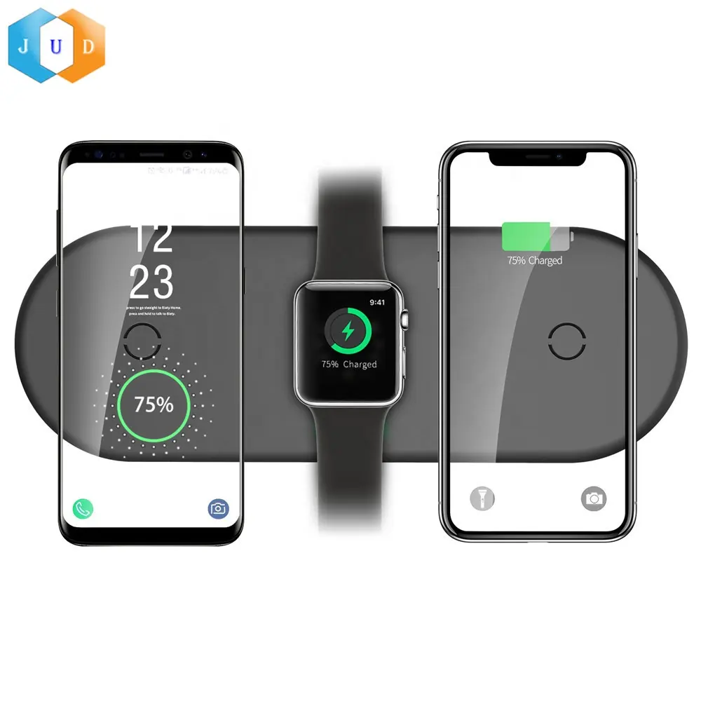 2023 Ultra sottile 3 in 1 stazione di ricarica Wireless veloce Qi, tipo-C 10W Max Dock di ricarica Wireless veloce per Apple Watch Custom