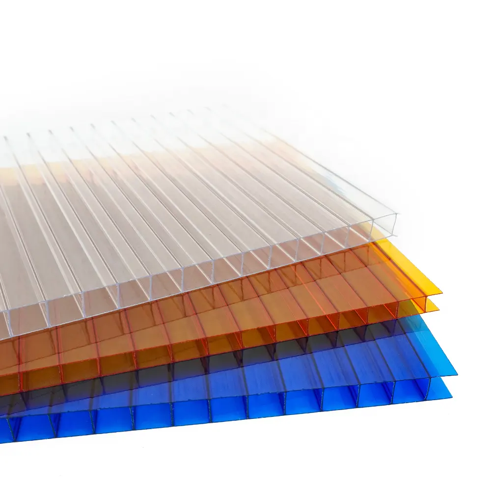 แผ่น PC Sun Multiwall ความแข็งแรงสูง 4 มม. แผ่นกลวงผู้ผลิตราคาดีสําหรับหลังคาเรือนกระจก
