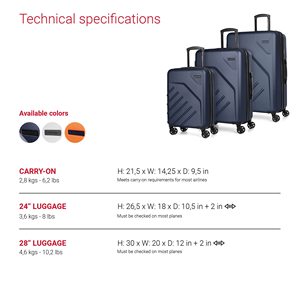 LGA אוסף 3 חתיכה מטען קליפה קשה להגדיר, להרחבה מזוודות עם 360-תואר ספינר גלגלים, נשלף ידית, 20 אינץ