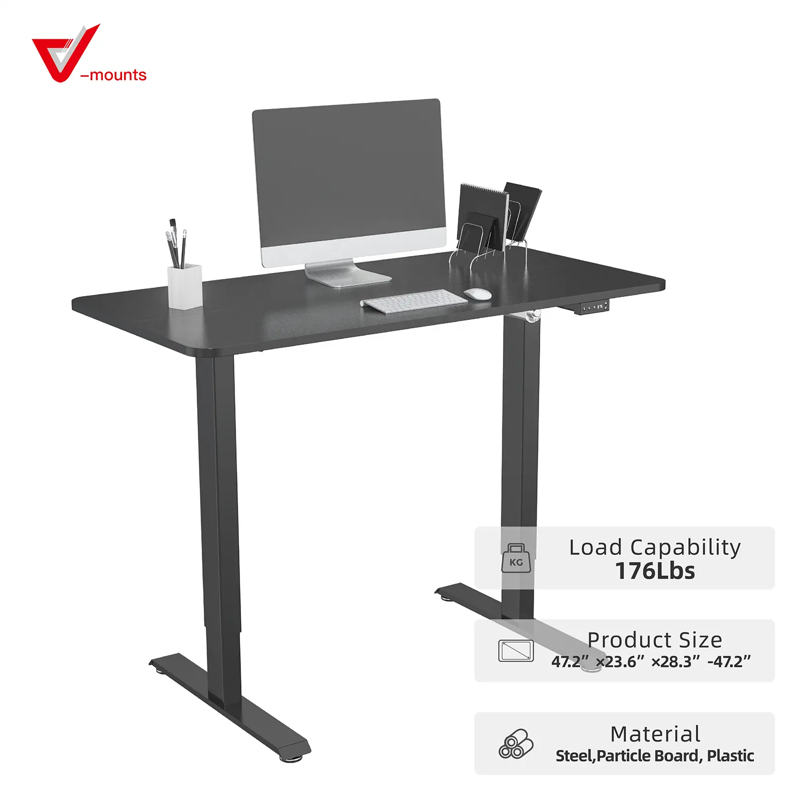 V-mounts-mueble de oficina de pie para ordenador, escritorio de altura ajustable con 2 patas