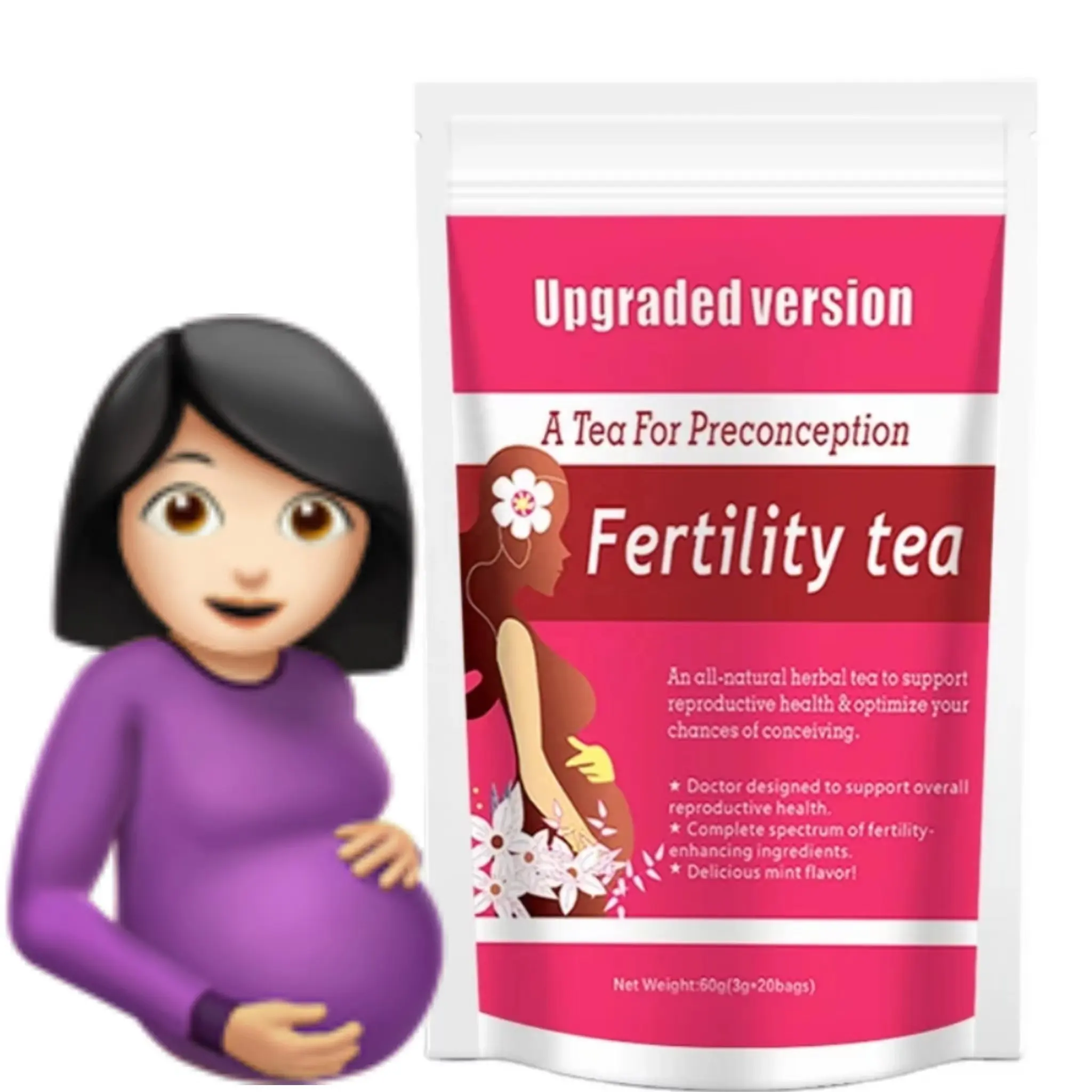 Chá de ervas naturais para proteção da fertilidade feminina, chá de marca própria, chá quente para desintoxicação do útero, reforço da fertilidade do útero, chá para bebês