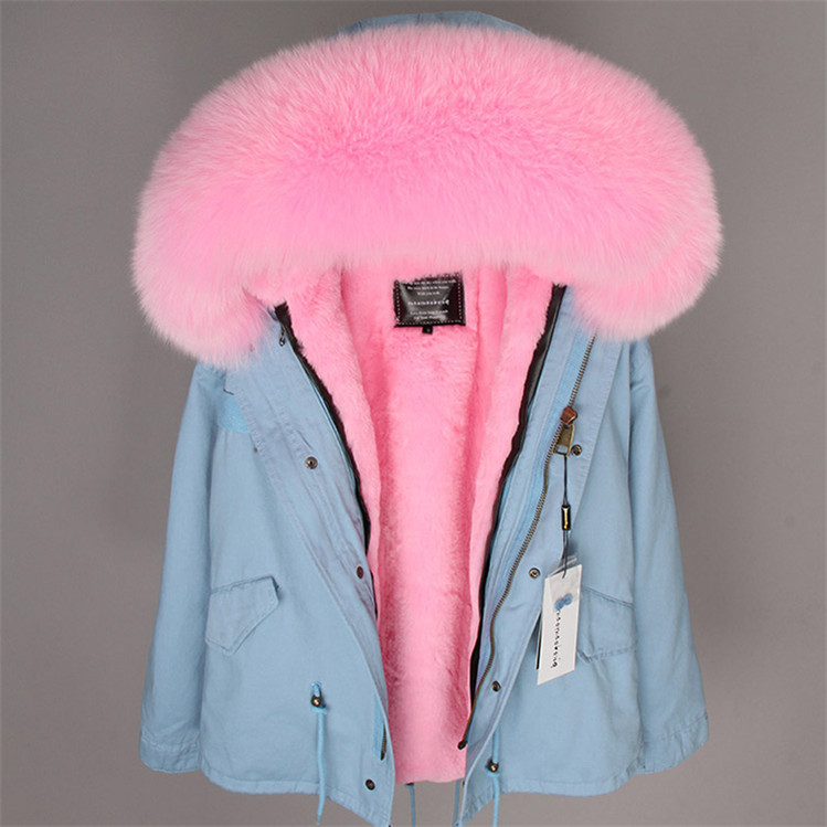 Pink fur+Blue Coat