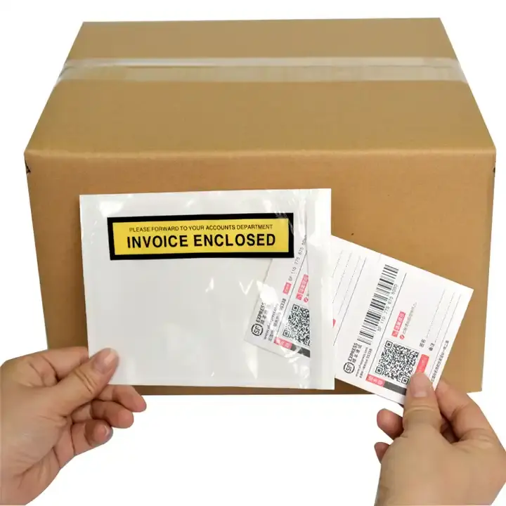 Autoadhesivo Impermeable Documento Cerrado Lista de embalaje Bolsa Plástico Lista de embalaje Sobre
