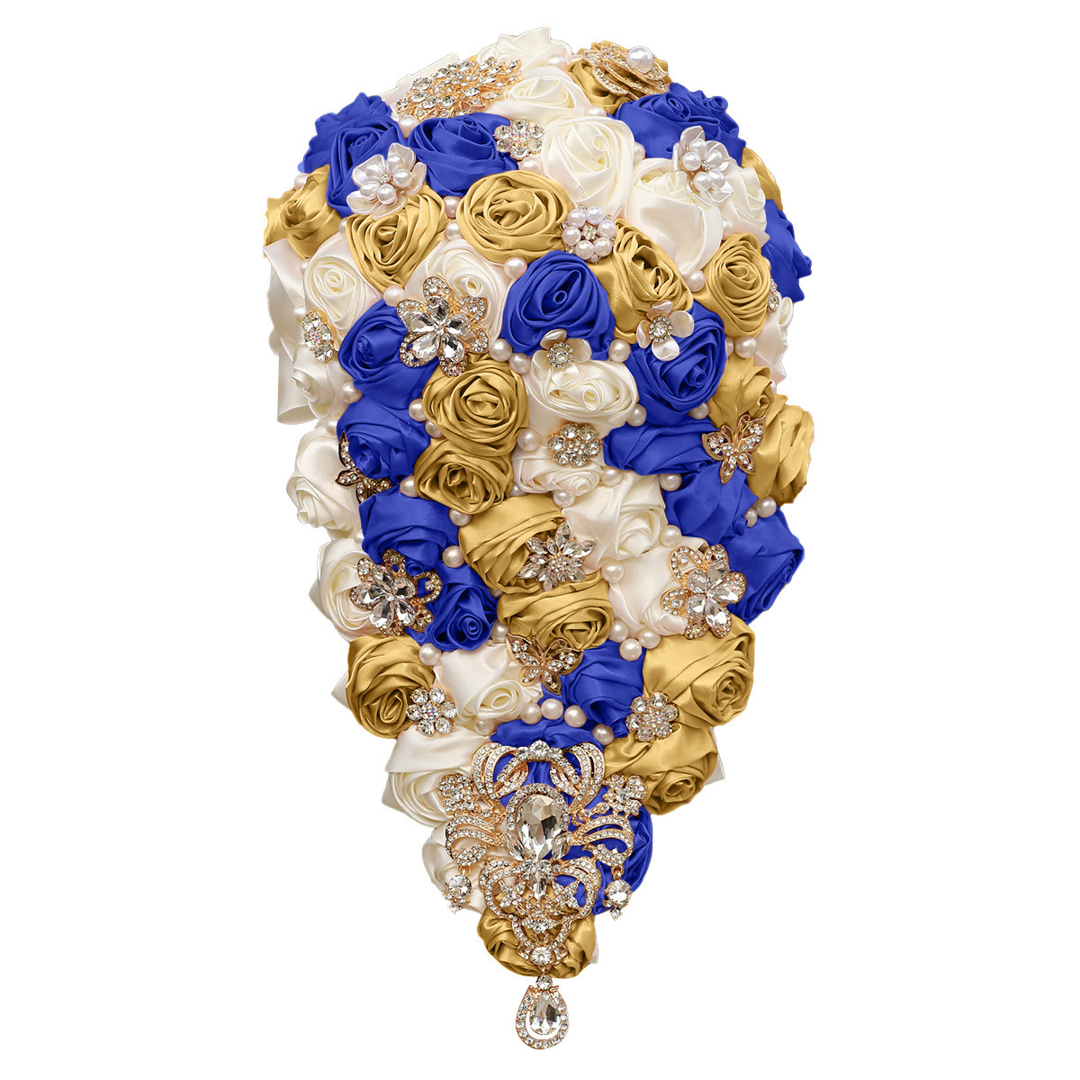 Azul leche, dorado claro - Diámetro 22 cm, longitud 44 cm, altura 26 cm - 710 g